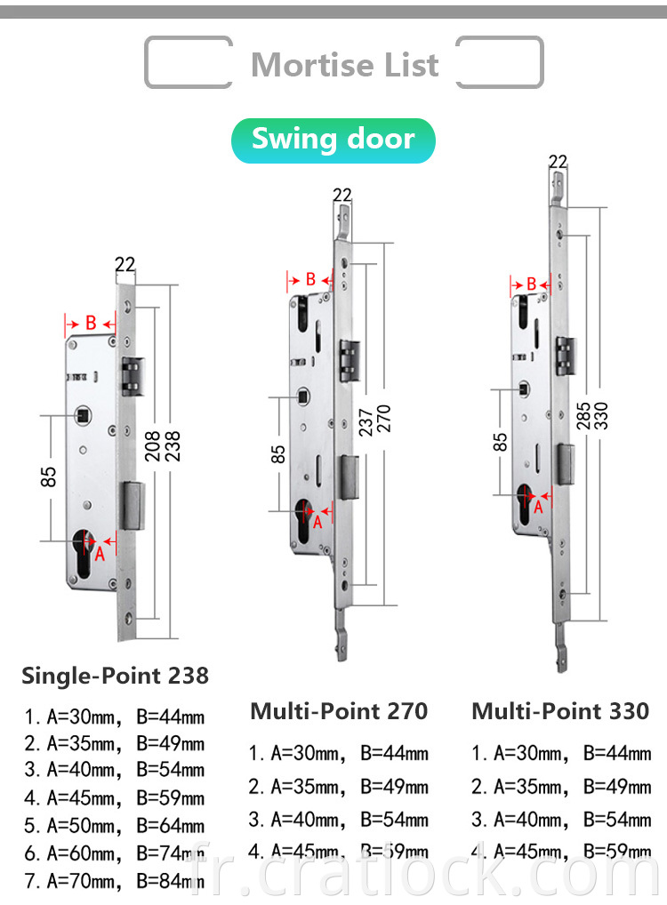 SUS304 Smart Door Lock Size